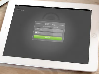 Login Screen black box glass green ipad light login login screen soft spotlight square ui