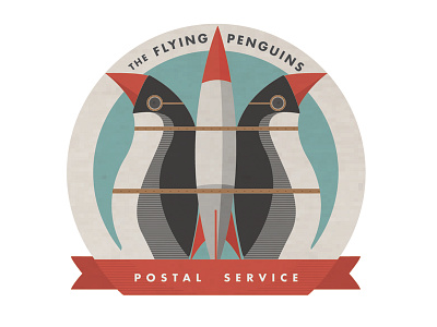 Flying Penguins Postal Service Logo humour illustration logo mail penguin rocket threadless