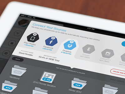 TB Sources accounts albums app connect directory dropbox folders google instagram ipad link sources
