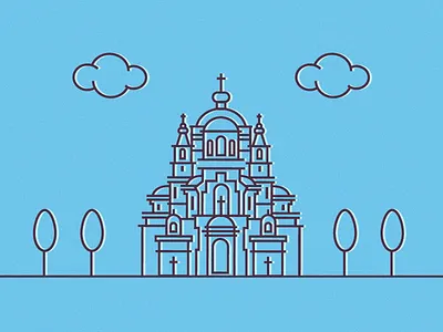 church blue church cloud minimalism vector