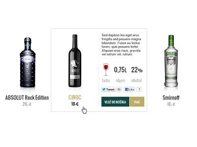Product mouse-over detail alcohol bottle detail ecommerce eshop product shopping cart