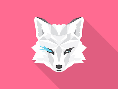 Snow Foxy animal anime fox grays illustration long pastel pink polygons shadow snow white