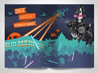 Viatec Spread halftone lasers mash up robot spread
