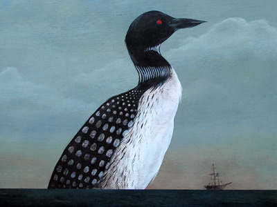 The Loon acrylic loon painting sea ship