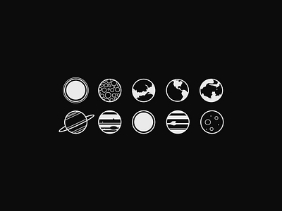 Minimal planet icons dark earth icons mars minimal moon planet simple solar system space sun