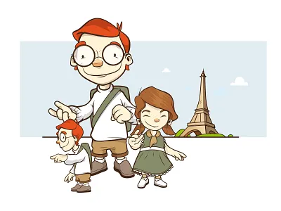 Kids aro boy children girl illustration kids paris vector