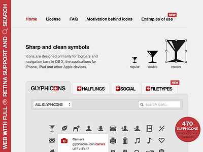 GLYPHICONS 1.8 apple black gray icons ios ipad iphone monochromatic pictograms retina simple symbols