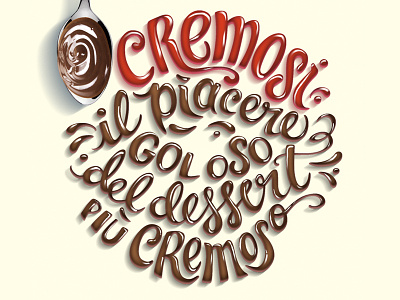 Dessert chocolate creamy dessert drops food lettering spoon type typography