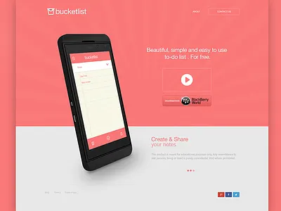 Bucketlist Website app balck berry balckberry bb bbz10 landing page landingpage splash screen ui website welcomepage z10