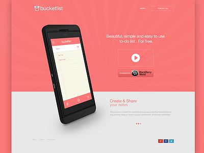 Bucketlist Website app balck berry balckberry bb bbz10 landing page landingpage splash screen ui website welcomepage z10