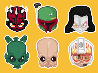 Starwars Lineup bountyhunter darth maul freelance illustrator illustration porkins star wars star wars illustrations starwars vector