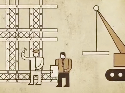 Takin' care of business construction crane hammer illustration motion graphics scaffolding