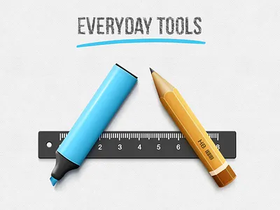 Everyday Tools illustration line marker paper pencil permanent readdle remark ruler tool