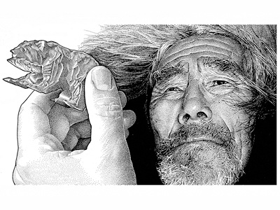 Alaskan Cruise illustration pen ink people portrait stipple