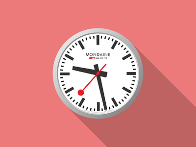 Mondaine Wall Clock — Learn To Draw Marathon, Day 2 clock flat illustration illustrator mondaine