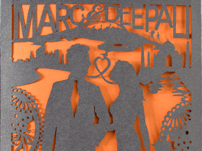 Lasercut Wedding Invitation brown invitation invite lasercut orange wedding