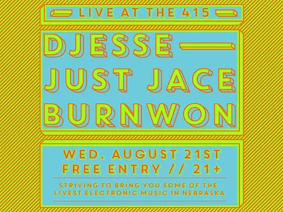 415 dj djs electronic flyer gig poster live music neon show simple typography