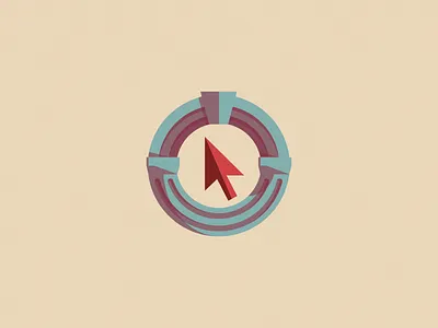 Flat-ish academy ancient circular column cursor flat icon logo mouse online vector