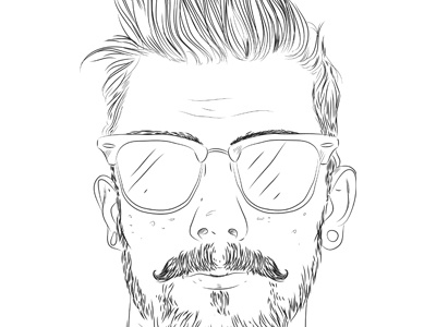 Dribbble 199 apostol beard elena greta freakles glasses hair iscariotteh linework moustache portrait sketch tunnels