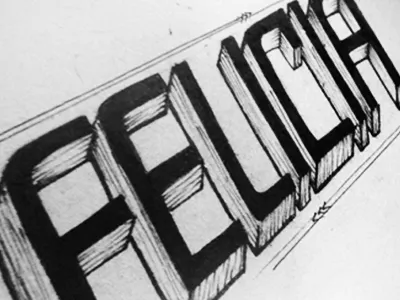 Wordmark black and white illustration pen and ink sketch type typography