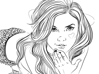 Dribbble 198 apostol black cheek elena greta eyes hair heart iscariotteh linework lingerie selfportrait sketch