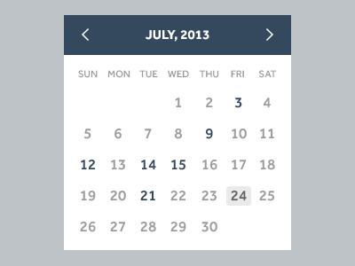 Calendar date view animation animation calendar hidden rollover