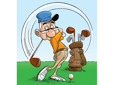 Retired Golfer elderly golf golfer grandpa illustration recreation retired retirement senior citizen vacation