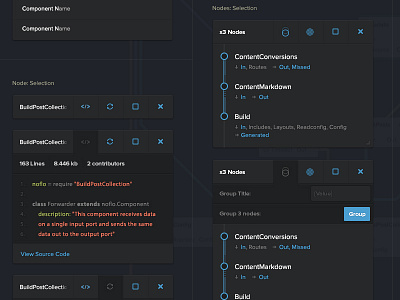 Noflo Cards blue cards code component dark development edge noflo software ui