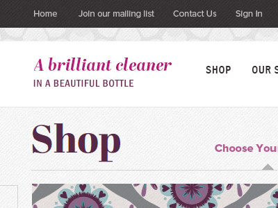 Shop clean ecommerce pink texture type web design