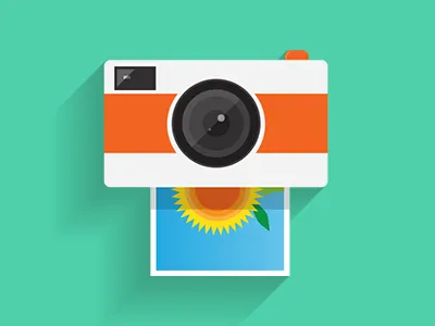 Photo printing icon camera design designer flat icon ireland logo long shadow photo printing