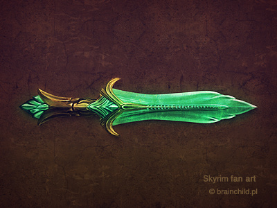 Glass Sword (SKYRIM FANART) brainchild brainchild.pl concept art fanart game icon icon icon desiger item rafal urbanski rafał urbański skyrim sword