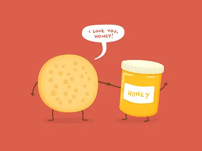 Golden Crumpets - Valentine's Day cartoon colourful crumpet cute digital facebook golden crumpets holler honey illustration pitch valentines day