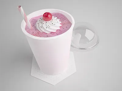 Milkshake Marmal 3d brand cup cup pad maya milkshake vray white