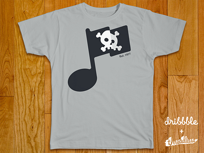 Threadlesss - Music Piracy bones cross bones dribbble flag music music piracy note piracy pirate skull threadless tshirt