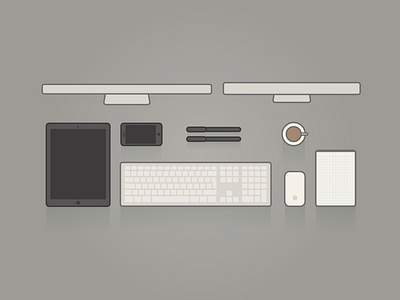 My Desk desk flat icon illustration shadows workspace