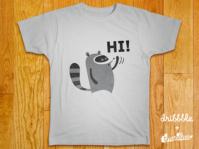 Racoon say's Hi! animal logo racoon tie tieatie tshirt