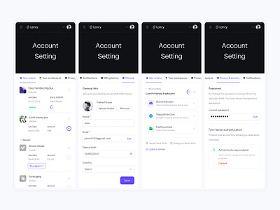 User dashboard mobile version app b2b b2c dashboard input mobile order password payment profile responsive saas setting tab ui user dashboard webapp