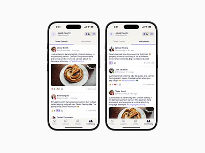 Language Learning App Community 👥 app app store apple application biege clean community design ios ios app language language learning learning mobile app mobile apps mobileapp product design purple ui