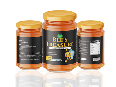 Bee's Treasure Honey Jar Label Design graphic design sticker