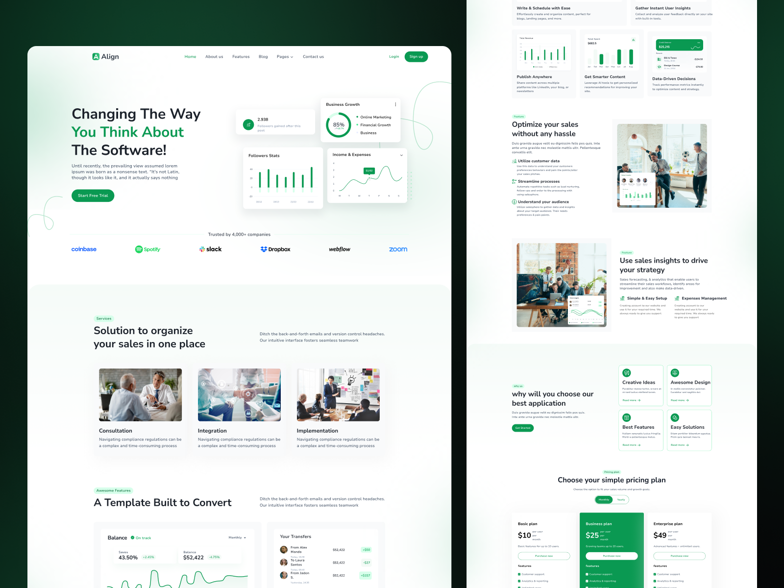 Align - Saas Website Design best design business theme clean design design saas saas product template theme ui çlanding page