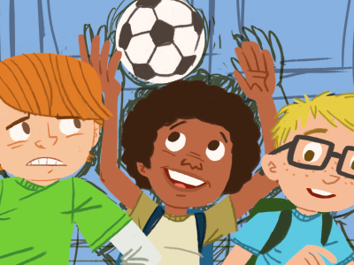 WIP: book cover boys color illustration kids pencil photoshop soccer sports