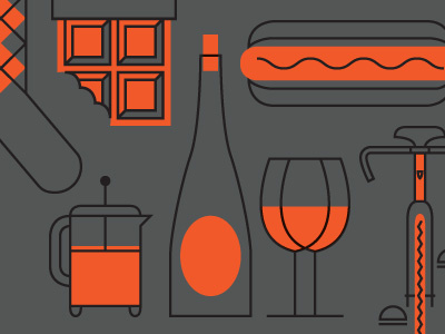 Stuff I'm glad exists argyle bike bottle chocolate coffee french press hotdog sock wine