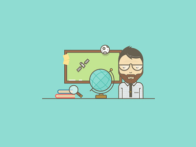 "Ask an Expert" Illustration beard character classroom expert flat glasses icon illustration reflection vintage