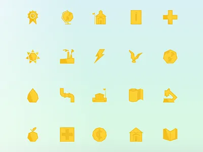 Icon Set education environment health icon icons illustration sharp water yellow