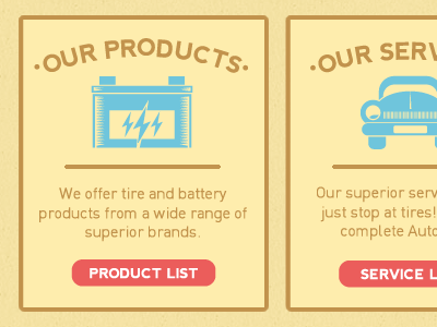 Empire Tire & Battery auto battery blue car mechanic red retro vintage web design wordpress yellow