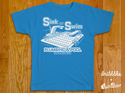 Sink or Swim art blue bortwein humor kitchen logo pool sink t shirt threadless vector white