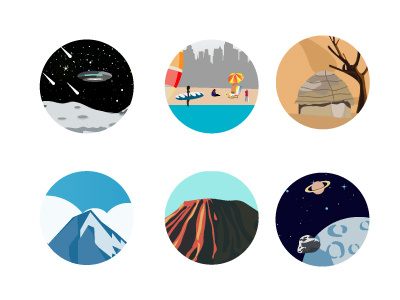 Flat2 beach desert flat hill icon moon mountain sea snow space volcano