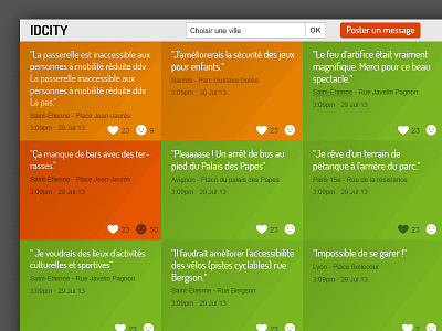 Posts Wall city color filter flat home like post ui user interface vote wall