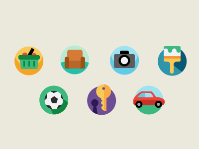 Simple icons 3 ball car cart furniture icon icons illustration key photo