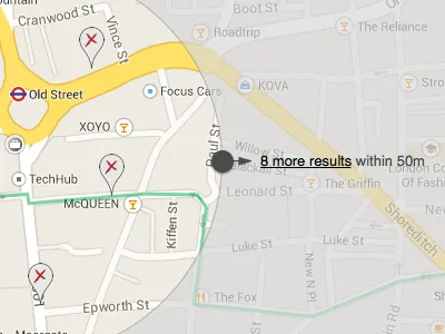 Local Search Concept ("Rad") concept local search maps streetscout ui wireframe